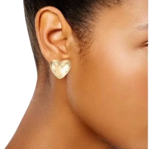 Charter Club Gold-Tone Pave Crystal Heart Stud Earrings - Picture 2 of 2